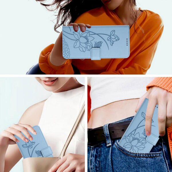 Xiaomi Redmi Note 15 Pro+ 5G Lotus Embossed Leather with Lanyard Blue-Θήκη Βιβλίο