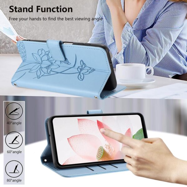 Xiaomi Redmi Note 15 Pro+ 5G Lotus Embossed Leather with Lanyard Blue-Θήκη Βιβλίο