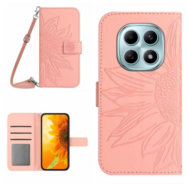 Xiaomi Redmi Note 15 4G/5G/Poco M8 5G Skin Feel Sun Flower Embossed Flip Leather with Lanyard Pink-Θήκη Βιβλίο