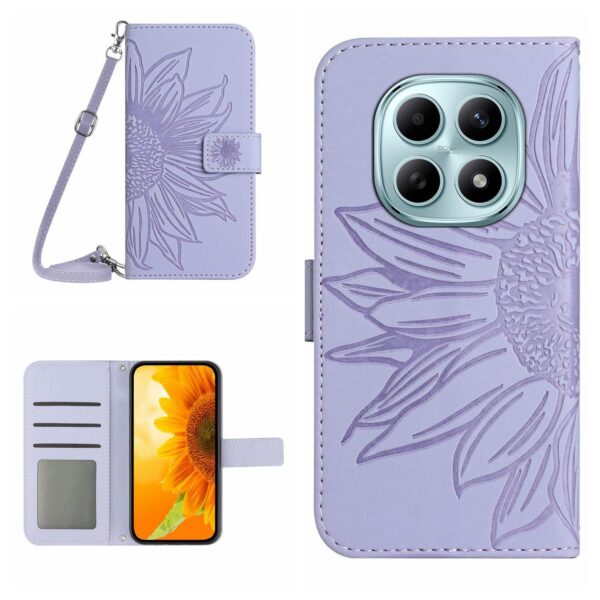 Xiaomi Redmi Note 15 4G/5G/Poco M8 5G Skin Feel Sun Flower Embossed Flip Leather with Lanyard Purple-Θήκη Βιβλίο