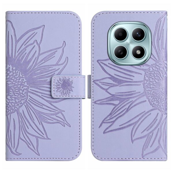 Xiaomi Redmi Note 15 4G/5G/Poco M8 5G Skin Feel Sun Flower Embossed Flip Leather with Lanyard Purple-Θήκη Βιβλίο