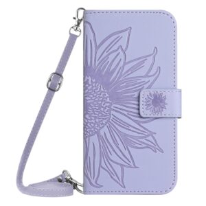 Xiaomi Redmi Note 15 4G/5G/Poco M8 5G Skin Feel Sun Flower Embossed Flip Leather with Lanyard Purple-Θήκη Βιβλίο