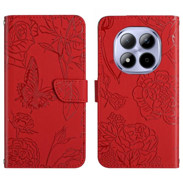 Xiaomi Redmi Note 15 Pro 5G Skin Feel Butterfly Embossed Flip Leather Red-Θήκη Βιβλίο