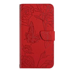 Xiaomi Redmi Note 15 Pro 5G Skin Feel Butterfly Embossed Flip Leather Red-Θήκη Βιβλίο