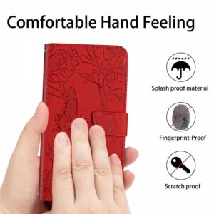 Xiaomi Redmi Note 15 Pro 5G Skin Feel Butterfly Embossed Flip Leather Red-Θήκη Βιβλίο