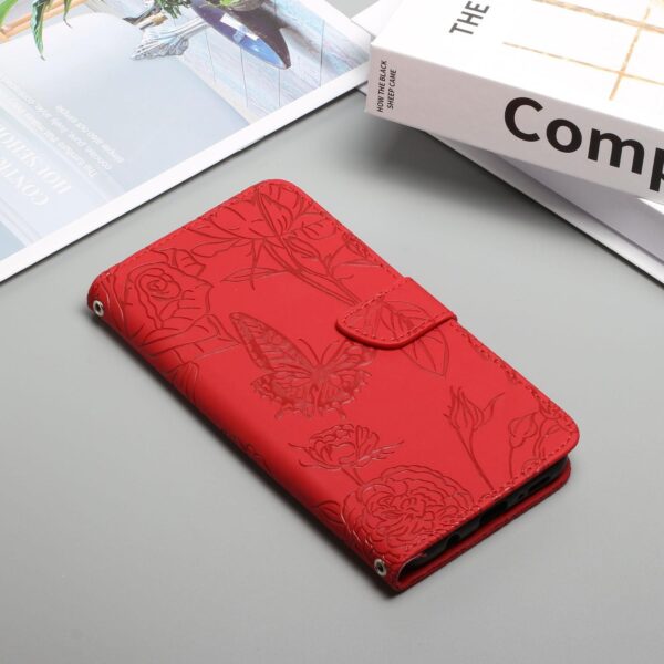 Xiaomi Redmi Note 15 Pro 5G Skin Feel Butterfly Embossed Flip Leather Red-Θήκη Βιβλίο