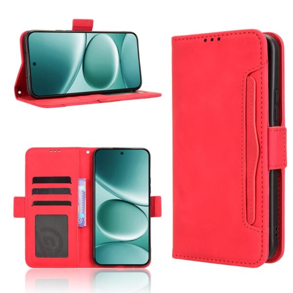 Xiaomi Redmi Note 15 Pro+ 5G/Poco M8 Pro 5G Skin Feel Calf Texture Card Slots Leather Red-Θήκη Βιβλίο